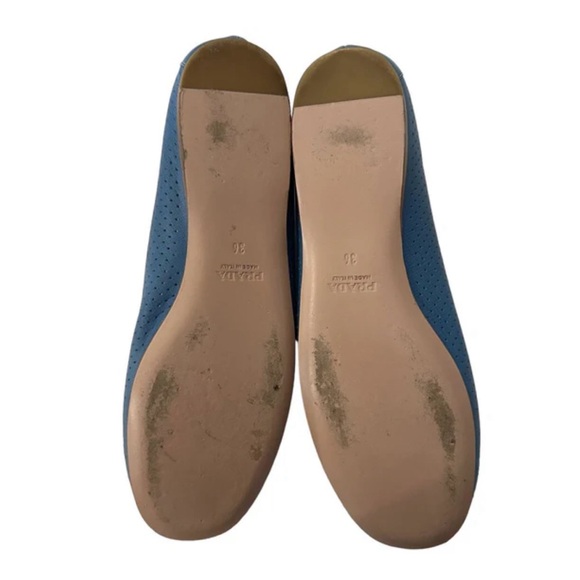 Prada Perforated Leather Round Toe Bow Trim Ballet Flat, Size 36 - Picture 6 of 6